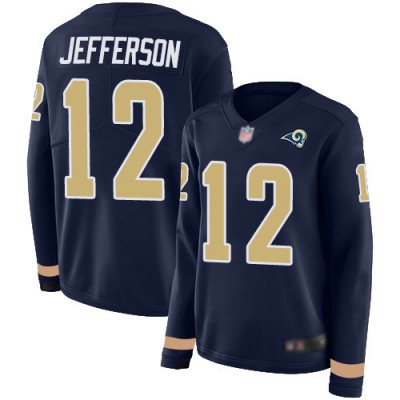 Nike Los Angeles Rams #12 Van Jefferson Navy Blue Team Color Women's Stitched NFL Limited Therma Long Sleeve Jersey